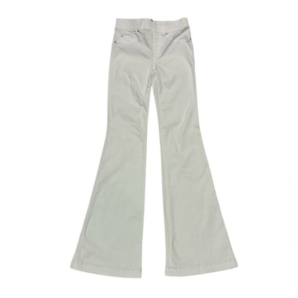 Spanx Womens XS White Denim High Waist Flare Wide Leg Pants Festival Western - Picture 1 of 10